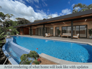Modern home with infinity lap pool and ocean view in Dominical, Costa Rica.