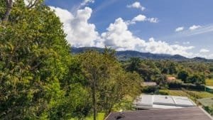 Scenic view of lush greenery and mountains in Dominical, Costa Rica.