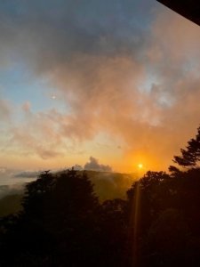 Beautiful sunset view over lush rainforest in Dominical, Costa Rica.