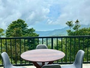 Balcony with ocean and valley view in Dominical, Costa Rica.
