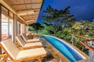 Balinese-inspired home with pool and ocean view in Dominical, Costa Rica.