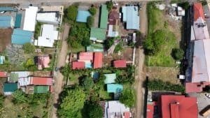 Aerial view of residential and commercial land parcels in Dominical, Costa Rica.