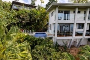 Contemporary jungle home with panoramic views and lush greenery in Dominical.