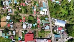 Aerial view of residential and commercial properties in Dominical, Costa Rica.