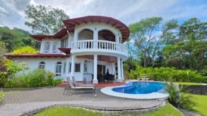 Beautiful Spanish Colonial-style home with ocean and mountain views in Dominical.