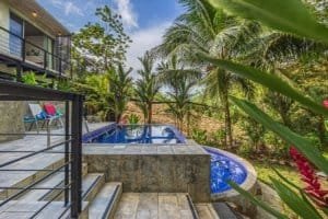 Luxury pool with tropical garden in Dominical Costa Rica.