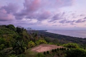 Scenic view of lush greenery and ocean from a coastal estate in Dominical.