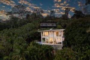 Contemporary jungle home with panoramic views and lush greenery in Dominical.