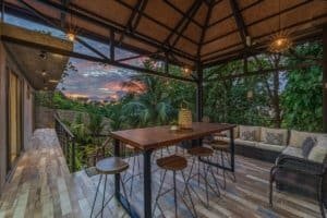 Outdoor lounge with tropical views in Dominical Costa Rica.