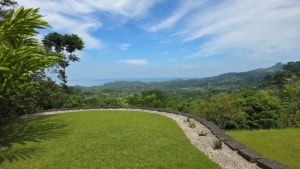 Beautiful ocean and mountain view from a property in Dominical, Costa Rica.