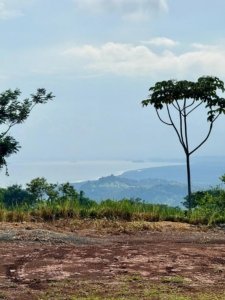 Scenic view of ocean and lush landscape in Dominical, Costa Rica.