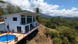Contemporary house with pool and panoramic mountain and ocean views in Dominical.