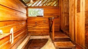 Wooden interior of a mountain home near Nauyaca Waterfalls in Costa Rica.