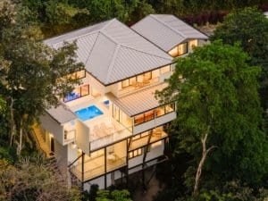 Spacious modern house with ocean and jungle views in Costa Rica.