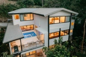 Modern Costa Rica estate with rainforest views and pool.
