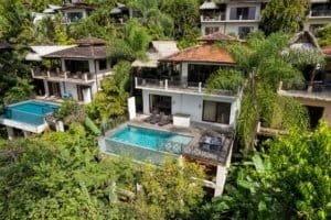 Luxury villa with ocean view, private pool, and lush tropical surroundings in Dominical.