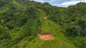 Scenic view of green hills and forest in Dominical, Costa Rica.