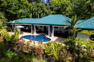 Luxury Bali style home with pool and lush tropical garden in Dominical.