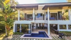 Modern Costa Rican home with pool, garden, and ocean view near Dominical.