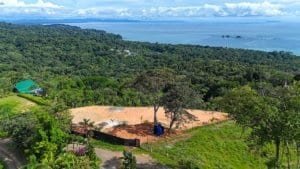Fenced and gated land with ocean view in Dominical, Costa Rica.