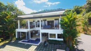 Modern 4-bedroom home with pool, garden, ocean view near Dominical.