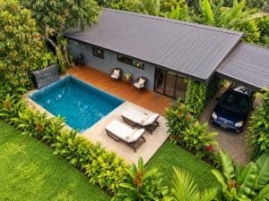 Modern tropical home with private pool and lush garden in Dominical.
