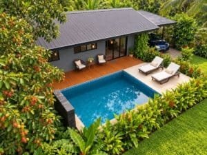 Modern tropical home with private pool and lush garden in Dominical.