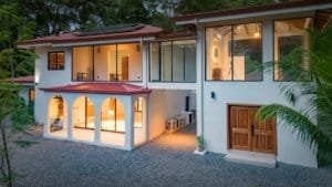Modern tropical home with private pool and covered patio in Dominical, Costa Rica.