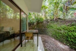 Balcony overlooking tropical garden in Dominical Costa Rica.