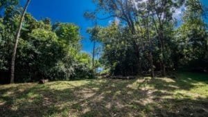 Scenic mountain view land with trees and clear sky in Dominical, Costa Rica.