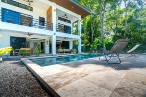 Dominical real estate: modern condo with private pool and seating area.